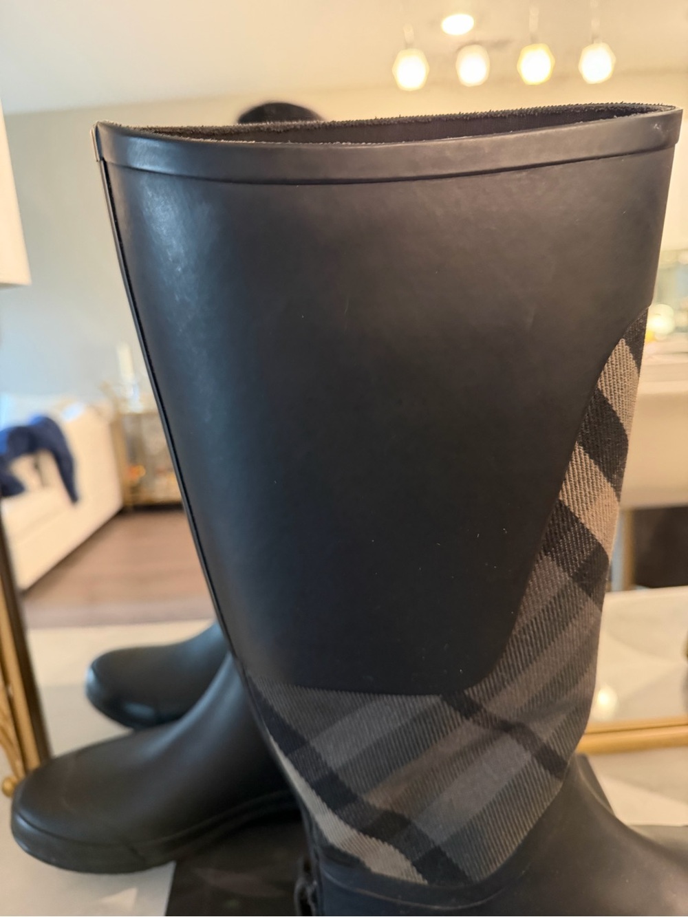 Authentic Burberry Tall Clemence Nova Check Rain boots size eu 41 us 10 - Picture 8 of 13